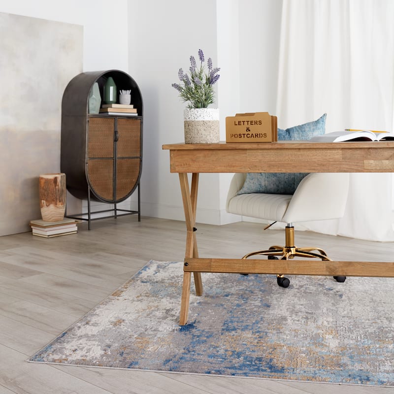 Ridley Abstract Gray/ Blue Area Rug