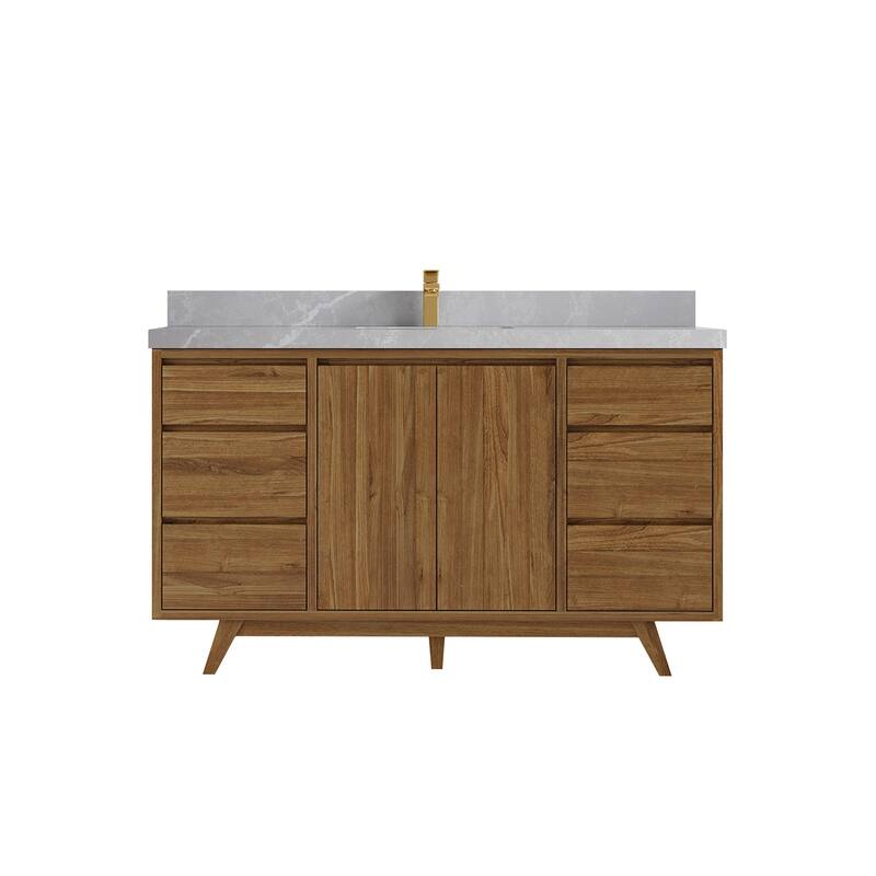 Willow Collections 60 in. W x 22 in. D Madison Teak Single Sink Bathroom Vanity with Countertop