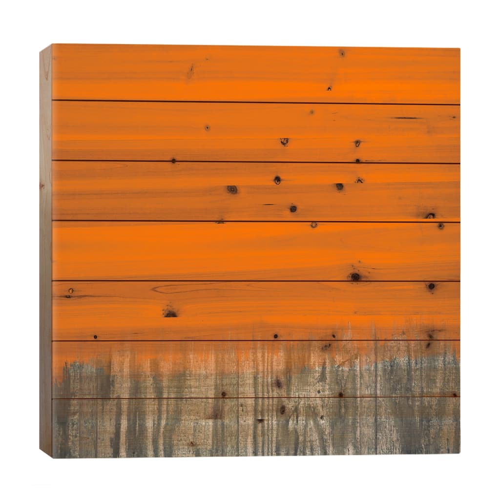 Modern Art- Over the Wood Fence Print On Wood by 5by5collective - Multi-Color