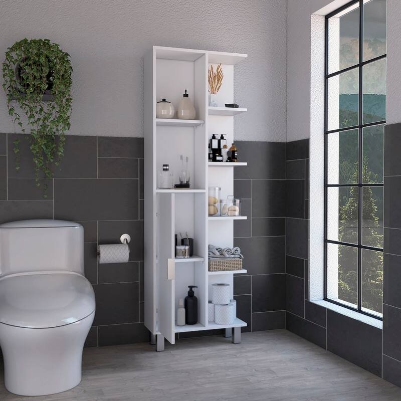 Crovie Linen 63-inch High Bathroom Cabinet Linen Storage