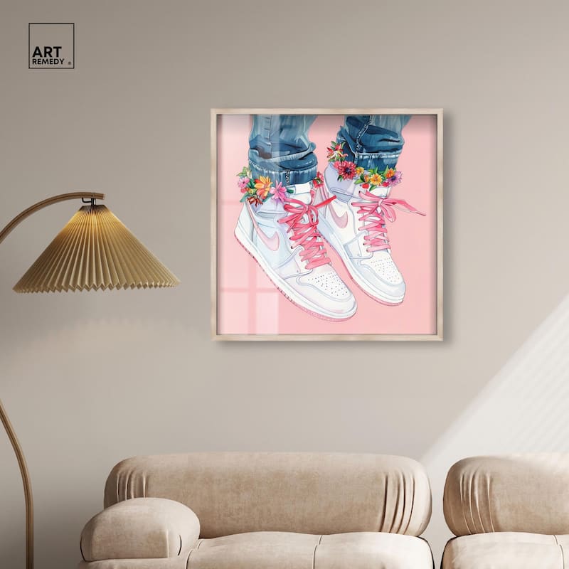 Blush Floral Bloom Sneakers Shadowbox by Art Remedy