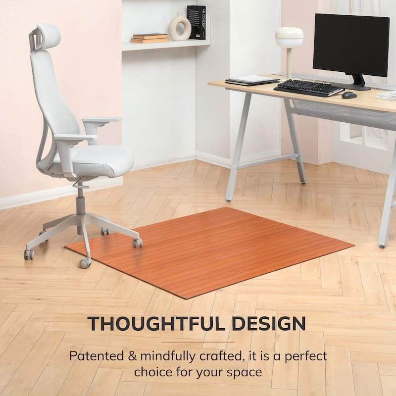 Jani Eco Bamboo Roll-up Rectangular Chair Mat - Durable,Eco-Friendly Chair Mat