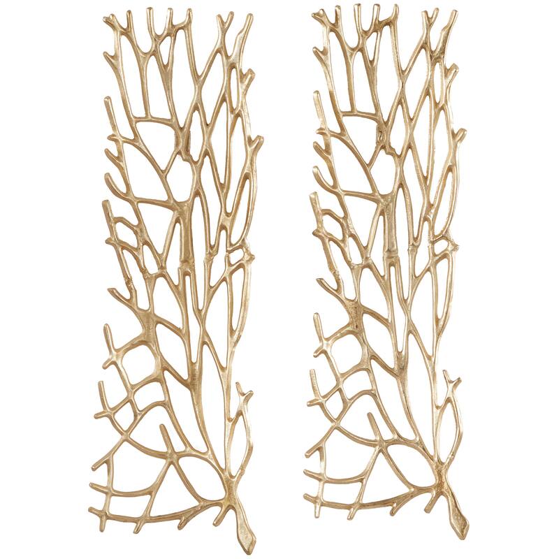 Silver Aluminum Metal Inspired Coral Wall Decor (Set of 2) - Silver or Gold