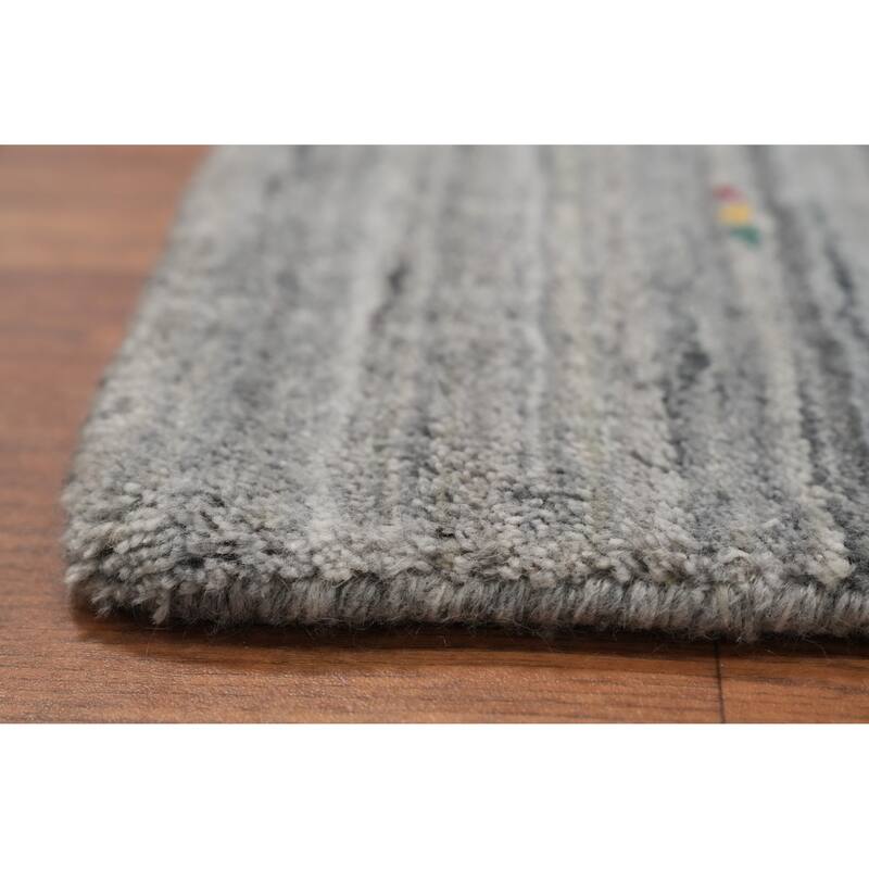 Hand Knotted Oriental Viscose Silk Carpet Tribal Animal Pictorial Greys & Charcoal Gabbeh Area Rug - 11' 10'' X 9' 11''