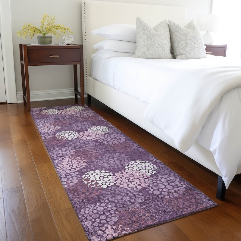 Machine Washable Indoor/ Outdoor Chantille Modern Bubbles Rug