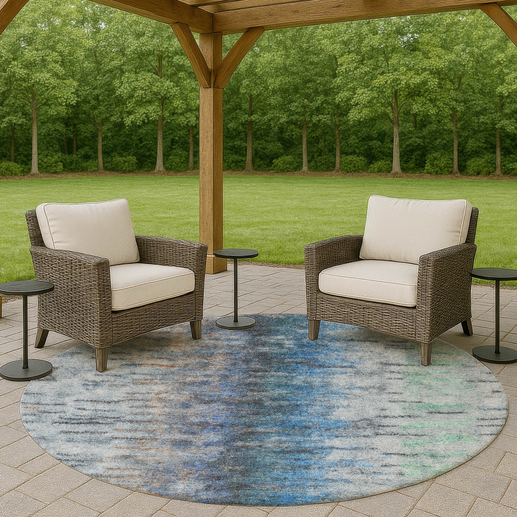 Machine Washable Indoor/ Outdoor Contemporary Ombre Chantille Rug
