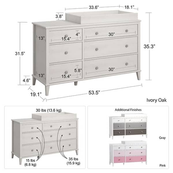 Little Seeds Monarch Hill Poppy 6-drawer Changing Table