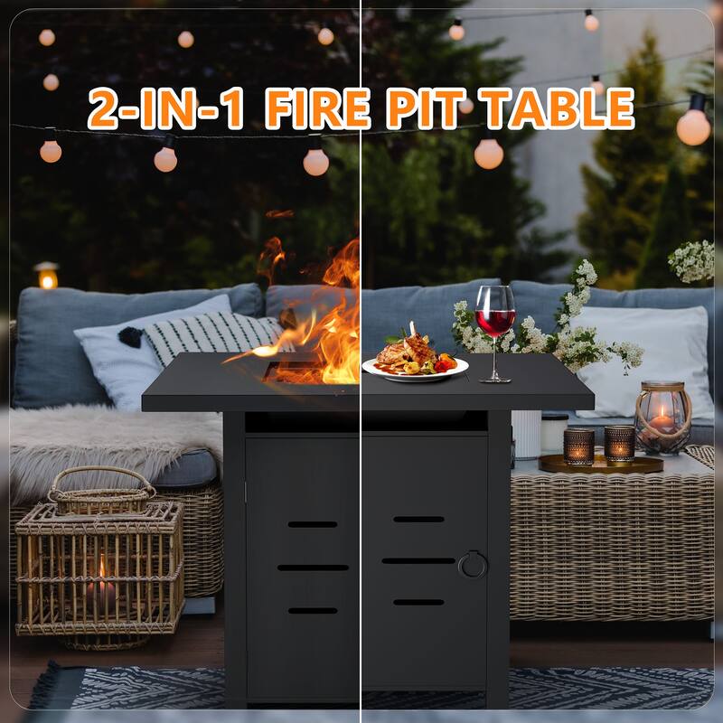 Futzca Propane Fire Pit 50000 BUT Outdoor Gas Fire Table with Lid