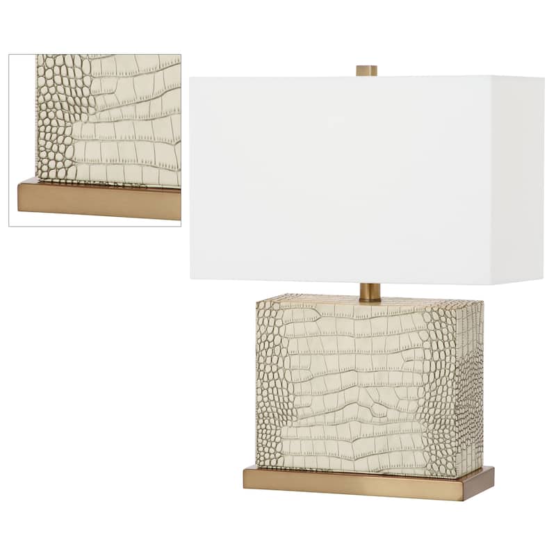 SAFAVIEH Lighting Rocio 21-inch Faux Alligator Grey Table Lamp - 15"x8"x20.5" - 15Wx8Dx21H