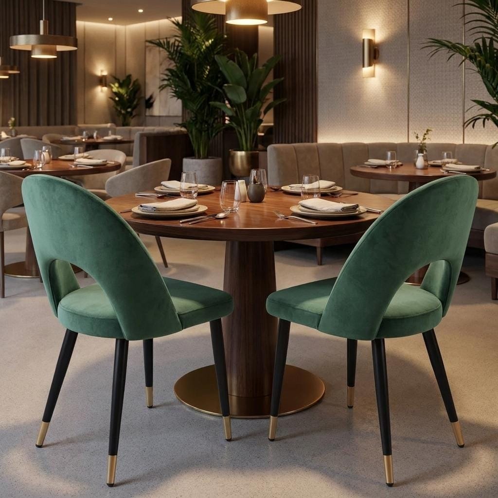 HomeRoots Set of Two Green Black and Gold Upholstered Velvet Open Back Dining Side Chairs - 20.00 in. x 33.10 in. x 22.00 in.