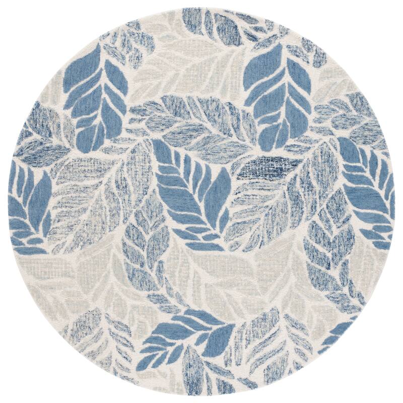 SAFAVIEH Hand-Tufted Martha Stewart Trajanka Modern & Contemporary Wool Rug - 6' Round - Ivory/Blue