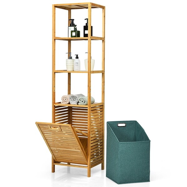 63 Inch Tilt Out Laundry Hamper Storage Shelves with Removable