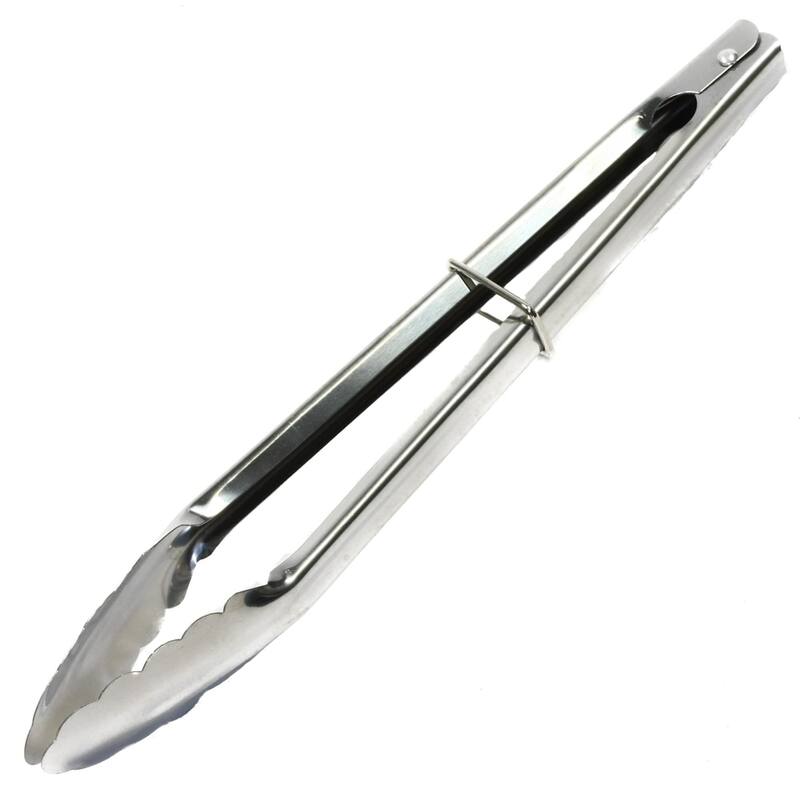 Chef Craft 12-Inch Classic Stainless Steel Clam Shell Tongs - Silver