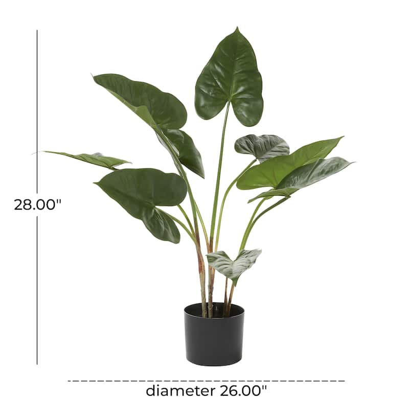 Faux Foliage Bird of Paradise or Anthurium Artificial Plant with Realistic Leaves and Black Pot - Green - Roche River Decor