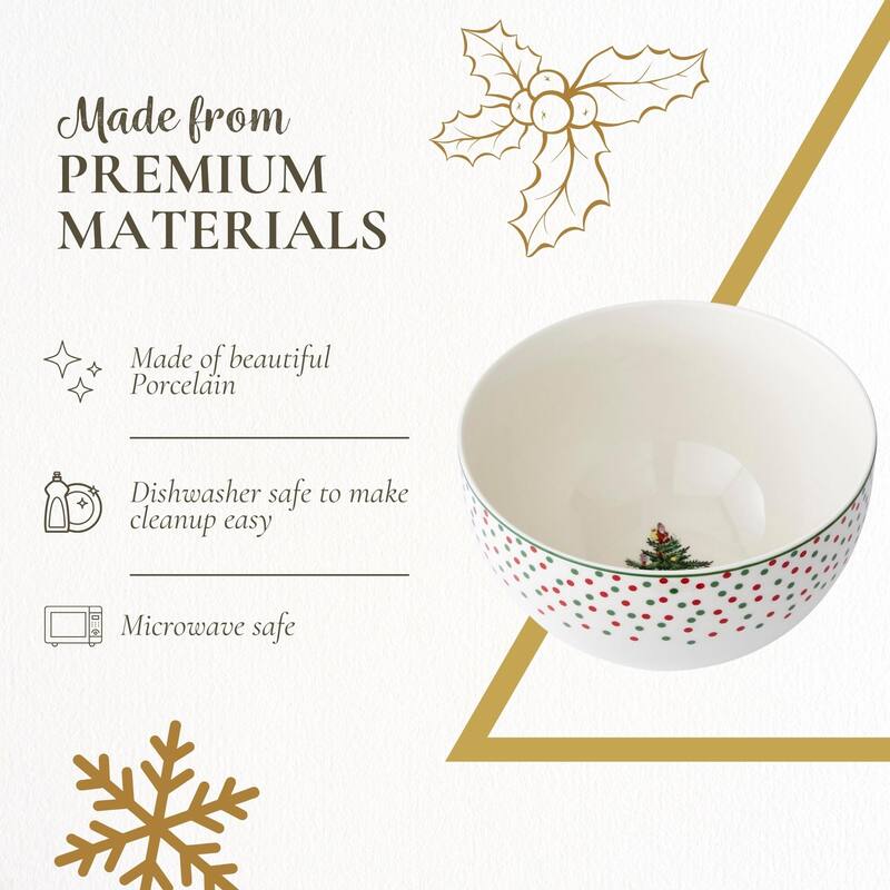 Spode Christmas Tree Polka Dot Rice Bowl Soup Bowls