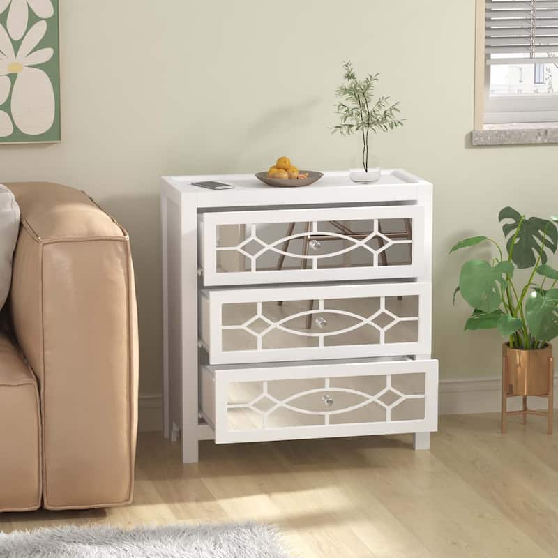 26"W Chest, Mirrored Nightstand, Side Cabinet,Beside Table