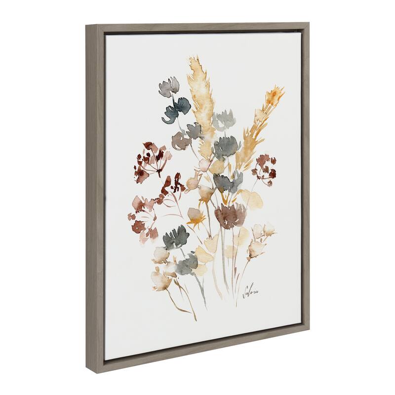 Kate and Laurel Sylvie Wild Salvia Framed Canvas by Sara Berrenson - 18x24 - Plastic - Grey