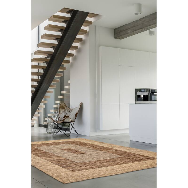 ECARPETGALLERY Flat-Weave Natural Khaki Wool Tapestry Kilim - 6'4 x 8'0