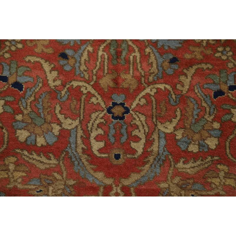 Orange Floral Tabriz Foyer Rug Handmade Wool Carpet - 4'1" x 6'5"