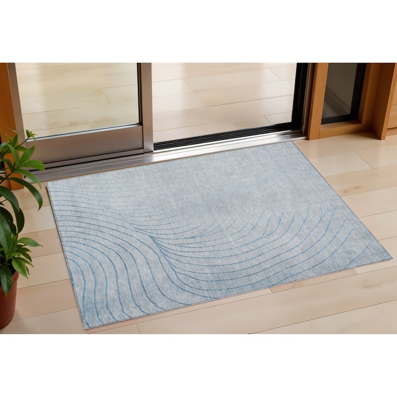 HomeRoots Abstract Transitional Rectangle Outdoor Rug - 3' x 5'