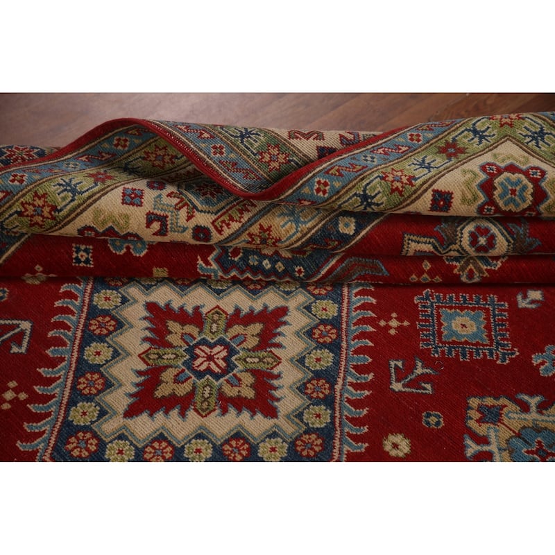 Red Kazak Oriental Area Rug Handmade Wool Carpet - 6'8" x 9'10"