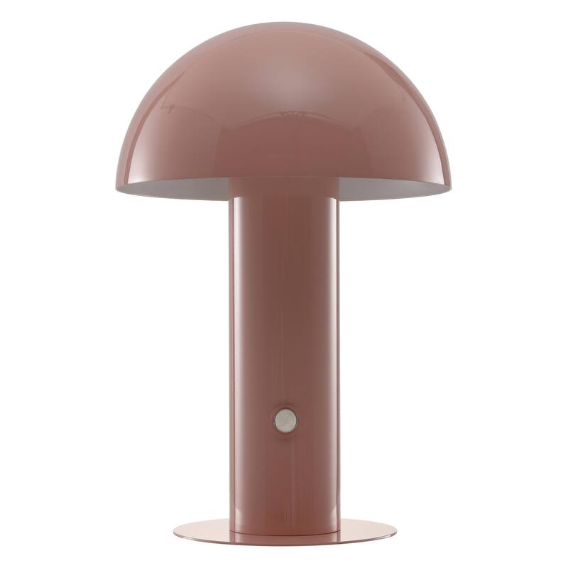 Porcini 10.75" Contemporary Bohemian Rechargeable/Cordless Iron Integrated LED Mushroom Table Lamp, by JONATHAN Y