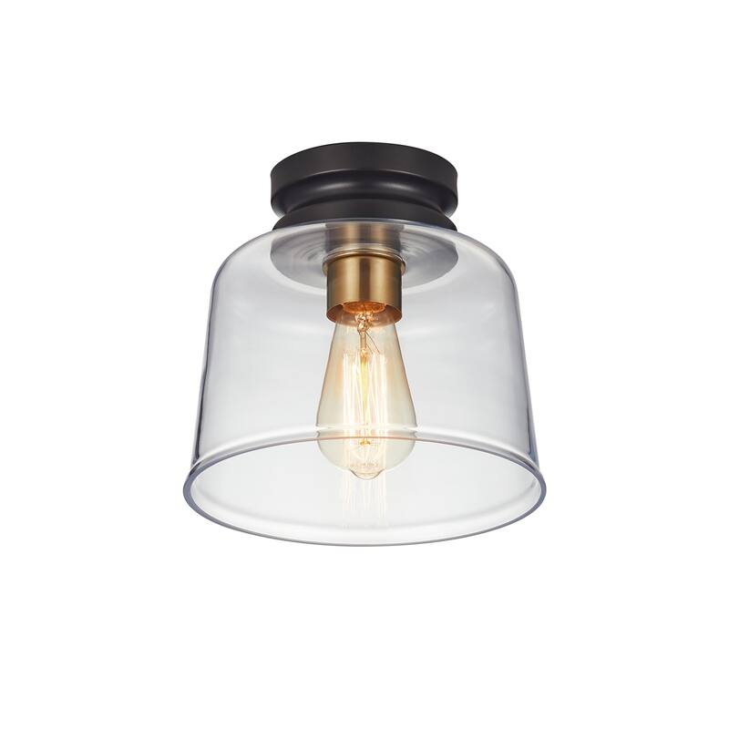 KAWOTI 9" 1-Light Flush Mount Light with Clear Glass Shade - 9 Inch Diameter