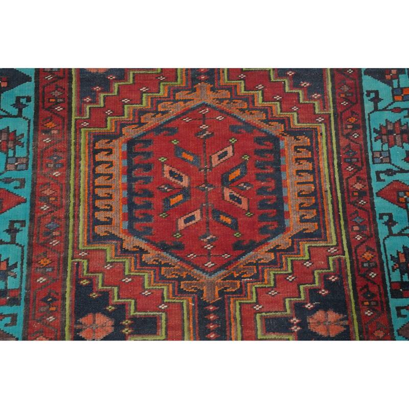 Hand Knotted Oriental 100% Wool Carpet Traditional Geometric Multi-Colored Ardebil Runner Rug - 10' 10'' X 3' 3''