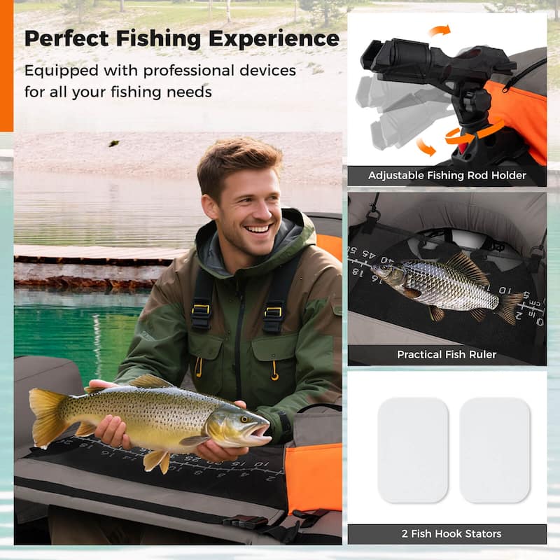 Goplus Inflatable Fishing Boat 350 LBS Fishing Float Tube with Fishing - See Details