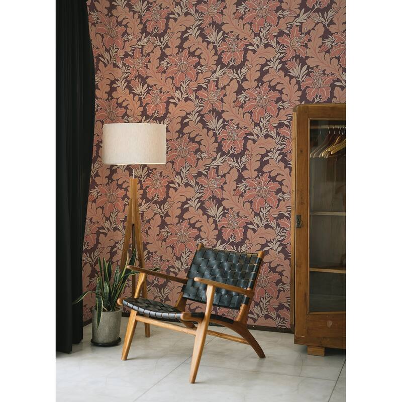 A-Street Prints Butterfield Burgundy Floral Wallpaper