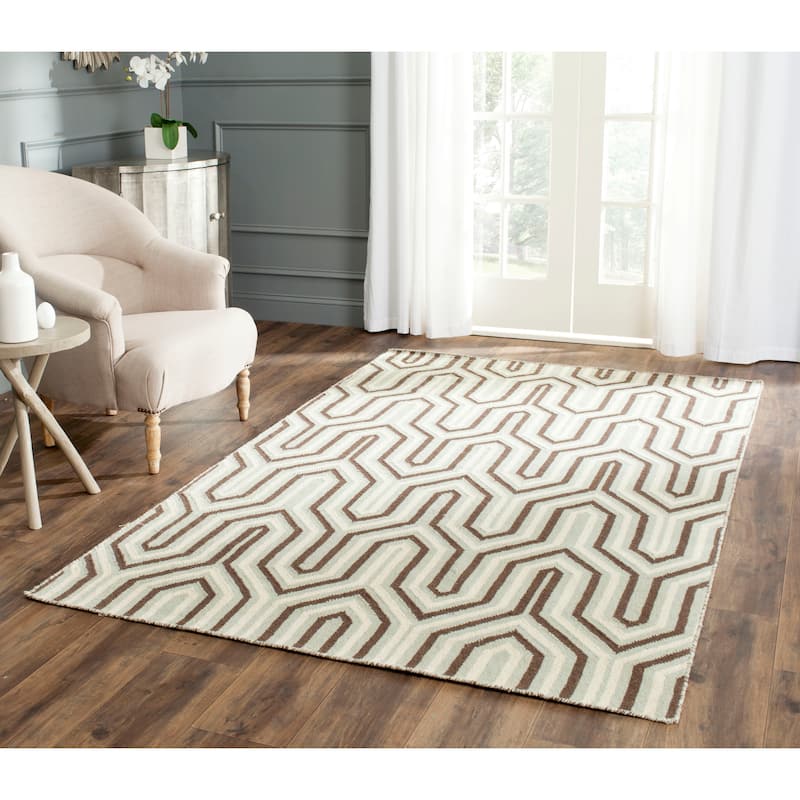 SAFAVIEH Handmade Flatweave Dhurries Keti Modern Moroccan Wool Rug - 5' x 8' - Grey/Multi