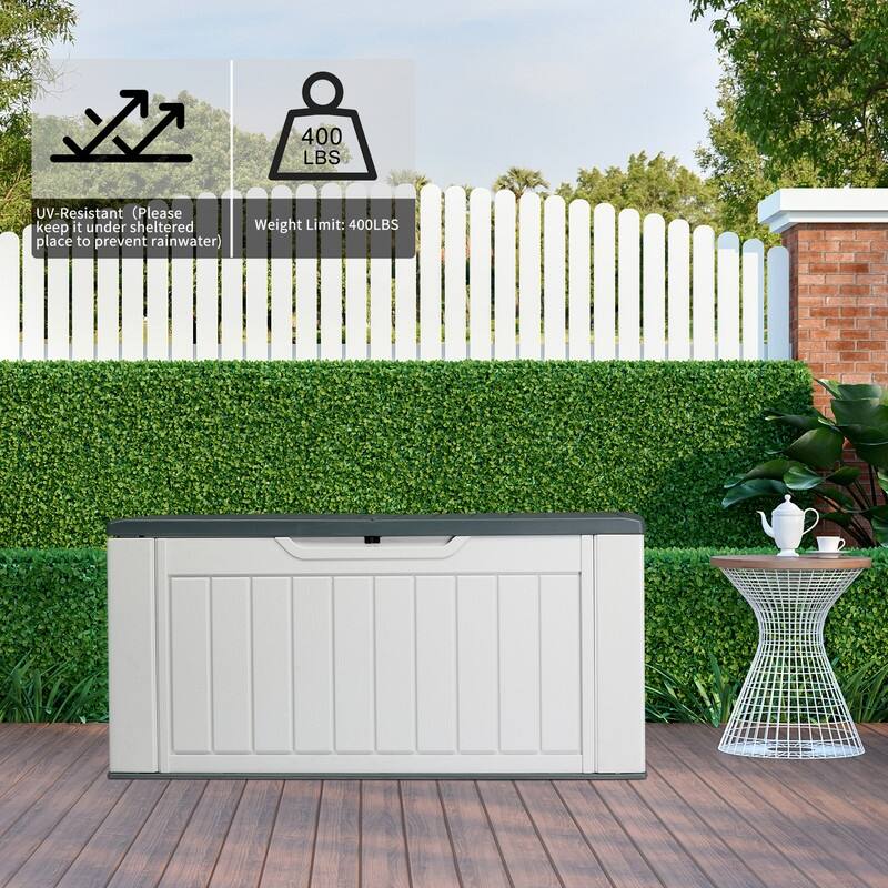 Gray White HDPE Water-Resistant Outdoor Deck Box