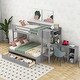 preview thumbnail 9 of 14, Pine Wood Twin over Full Bunk Bed with Shelves, Desk and Drawers Gray