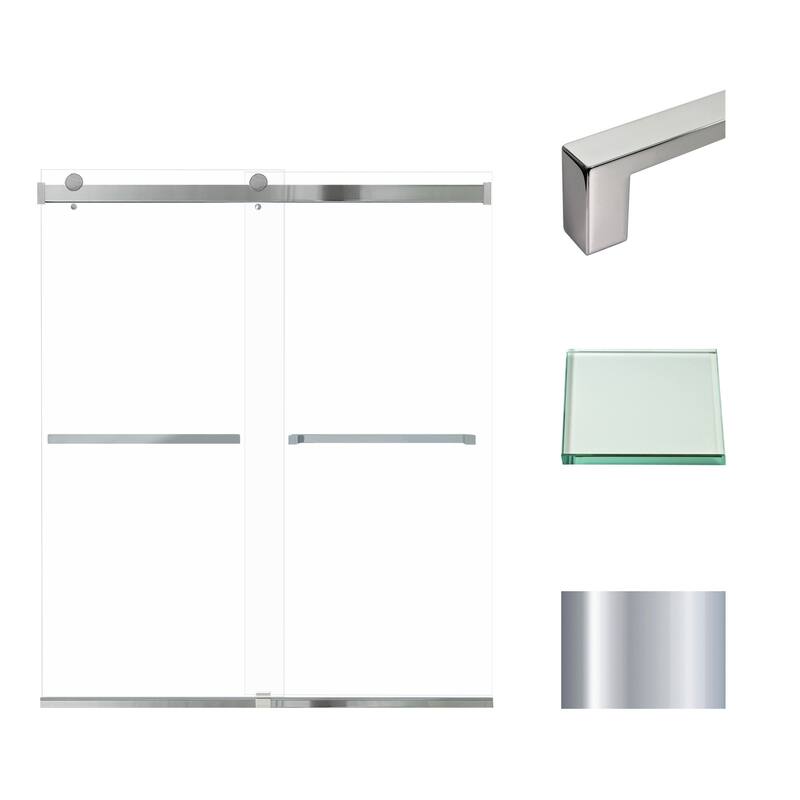 Transolid BRP607008C-S 70" High x 60" Wide Bypass Frameless Shower - Polished Chrome