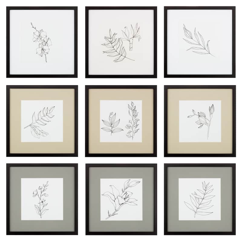 9 Piece Gallery Wall Frame Set with Decorative Art & Hanging Template