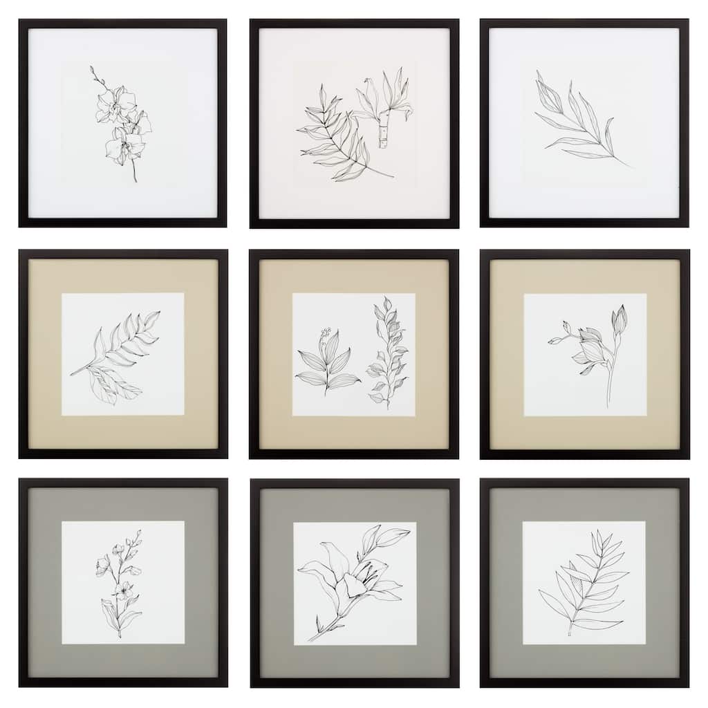 9 Piece Gallery Wall Frame Set with Decorative Art & Hanging Template