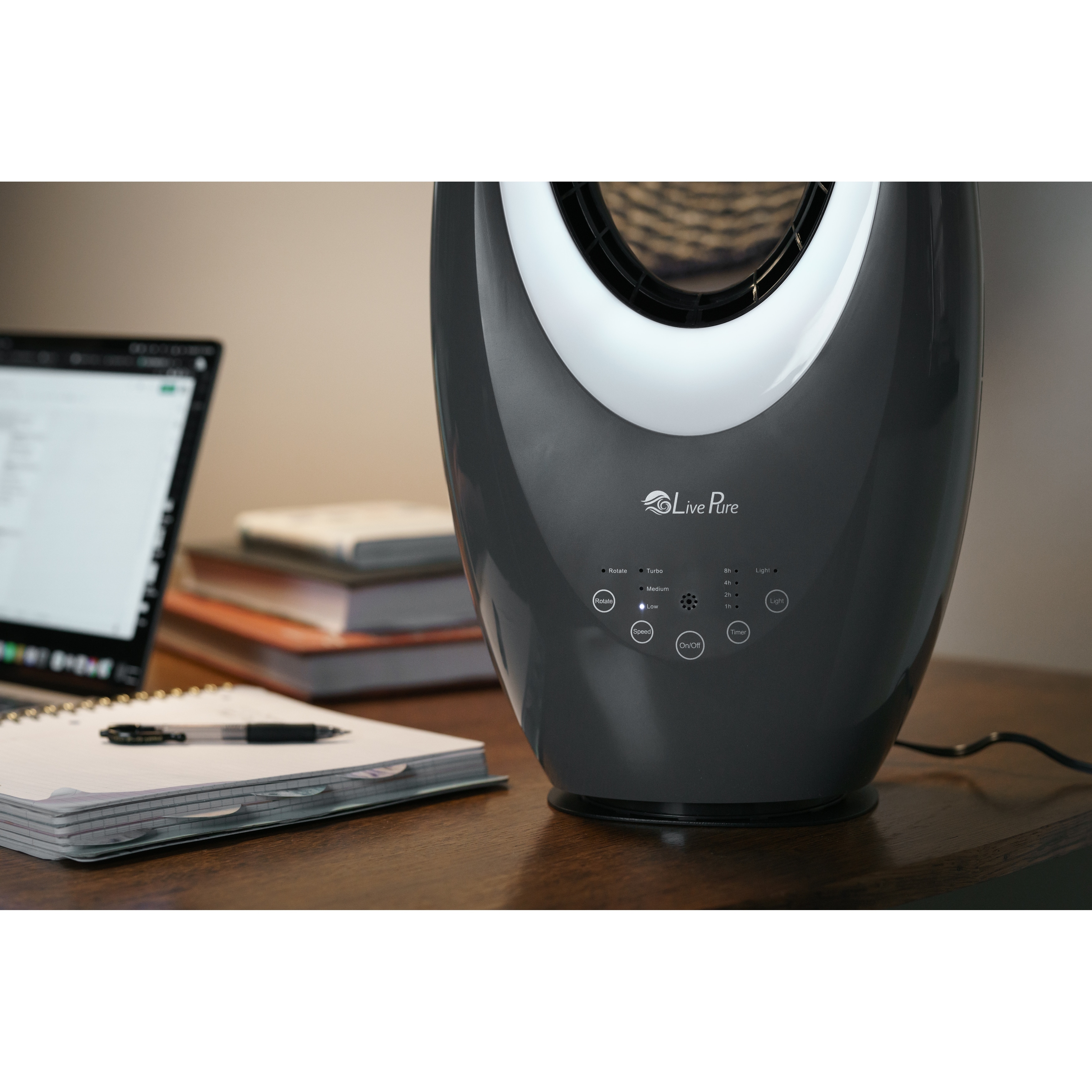 LivePure Oscillating Bladeless Fan with Filter & Aroma Tray