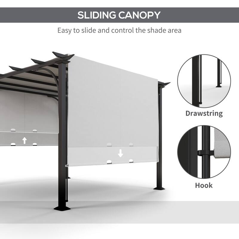 Outsunny 10' x 10' Outdoor Pergola Patio Gazebo Retractable Canopy Sun Shelter with Steel Frame