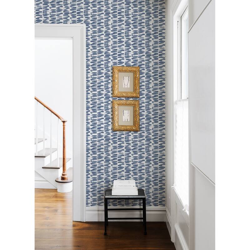 A-Street Prints Myrtle Indigo Abstract Stripe Wallpaper