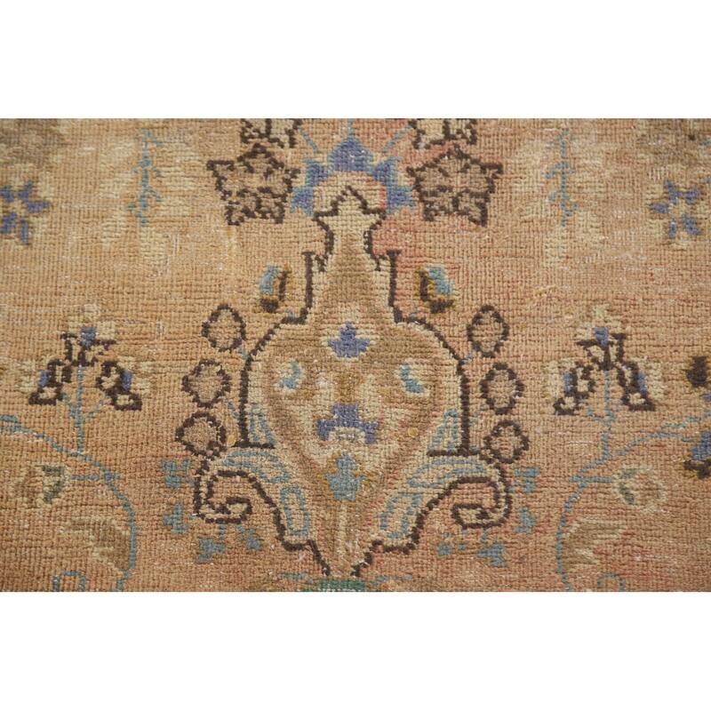 Hand Knotted Oriental 100% Wool Carpet Traditional Floral Oranges & Rust Mashad Area Rug - 9' 5'' X 6' 3''