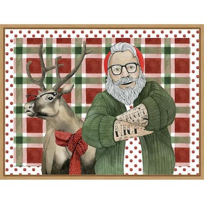 Hipster Santa Collection A by Grace Popp (30 x 23 in.), Framed Canvas Wall Art Print - Sylvie Natural