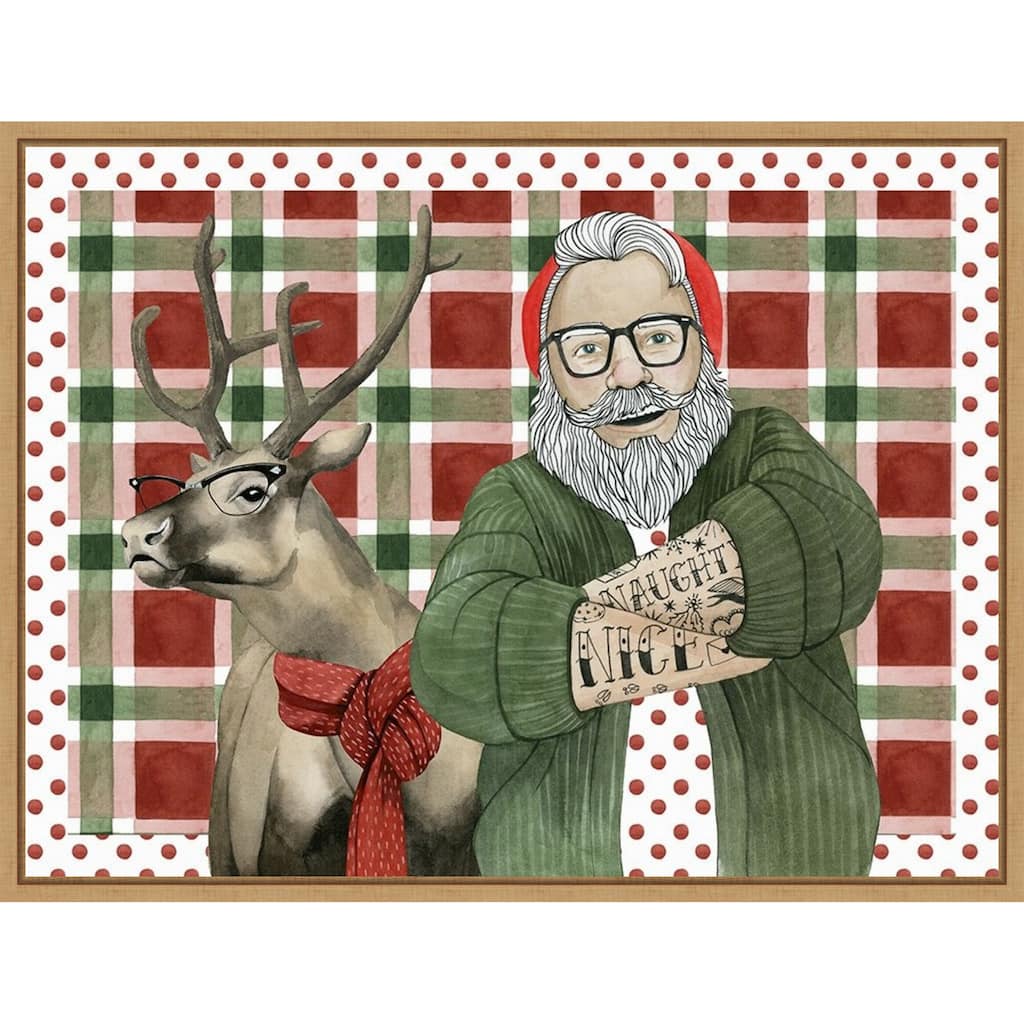 Hipster Santa Collection A by Grace Popp (30 x 23 in.), Framed Canvas Wall Art Print - Sylvie Natural