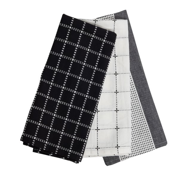Foreside Home & Garden Set of 3 Black Check Pattern 27 x 18 Inch