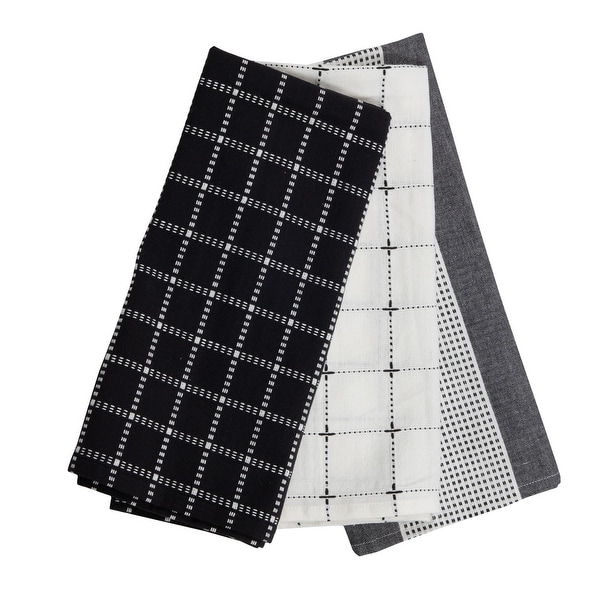 Foreside Home Garden Set of 3 Black Check Pattern 27 x 18 Inch
