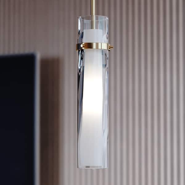 slide 2 of 11, Vilo Contemporary Mini Pendant Ceiling Light White Glass 4.5-in W x 23.5-in H x 4.5-in D - Golden Brass