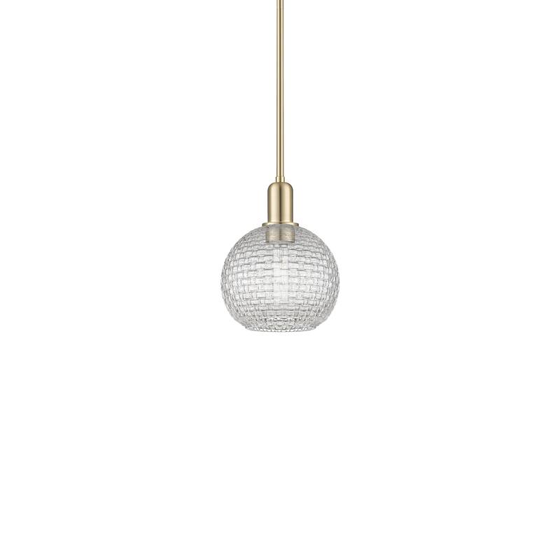 Innovations Lighting 716-1S-11-8 Athens Pendant Athens 8" Wide Mini - Champagne Bronze / Clear Basketweave