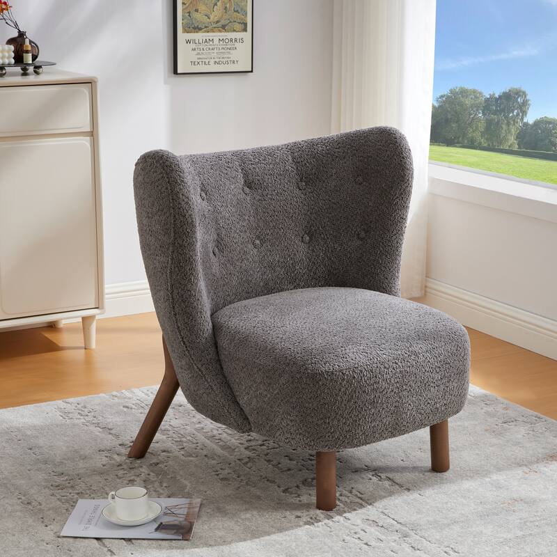 Scott Living - Aurora Modern Upholstered Accent Chair with High-Resilience Seat Cushion, Sculptural Backrest & Solid Wood Legs