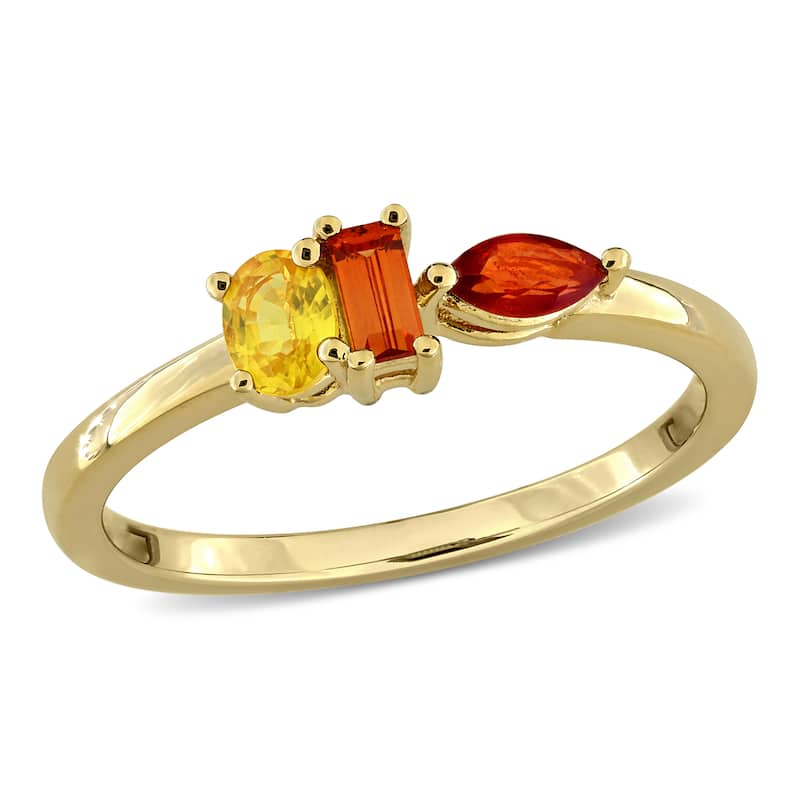 Miadora Multi-Gem Three Stone Ring Sterling Silver - 7 - Multi