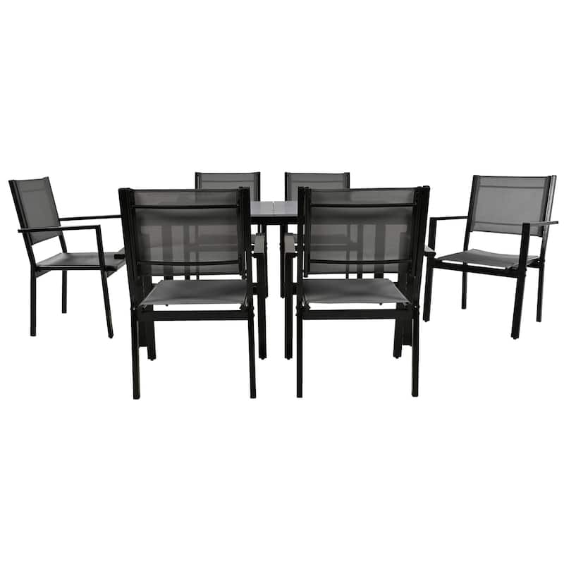7 Piece High-Quality Steel Outdoor Table Chair Set for Patio, Balcony, Backyard
