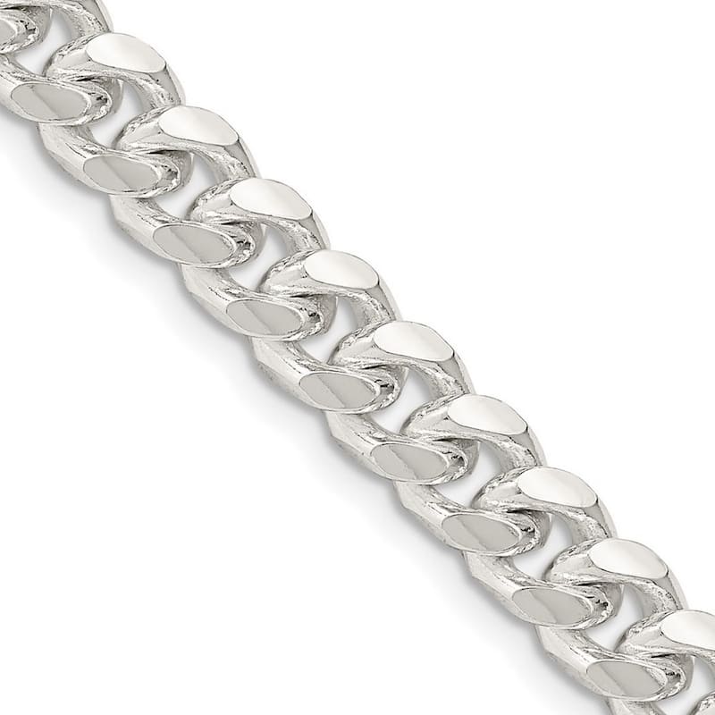 Curata 925 Sterling Silver 7.35mm Domed Curb Chain Necklace for Men